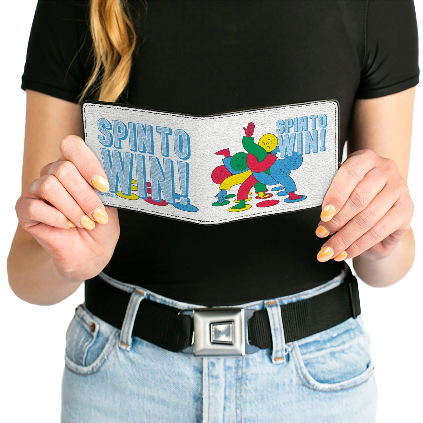 Bi-Fold Wallet - Twister SPIN TO WIN! Group Pose White/Blues/Multi Color