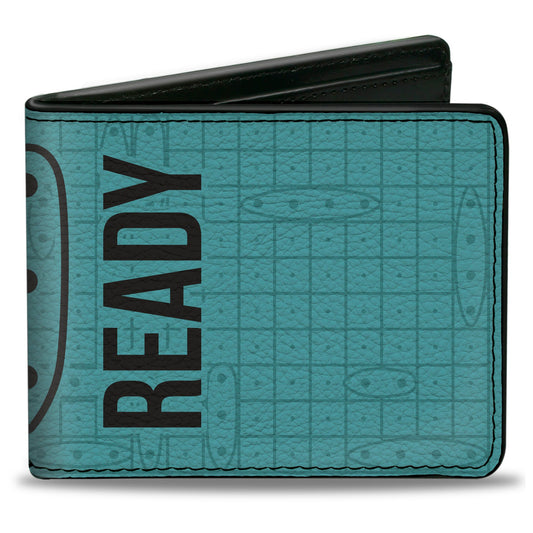 Bi-Fold Wallet - Battleship BATTLE READY Grids and Ships White/Blue/Black