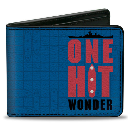 Bi-Fold Wallet - BATTLESHIP ONE HIT WONDER and Title Logo Ocean Grid Blues/Black/Red