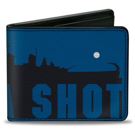 Bi-Fold Wallet - Battleship Silhouette TAKE A SHOT Blues/White