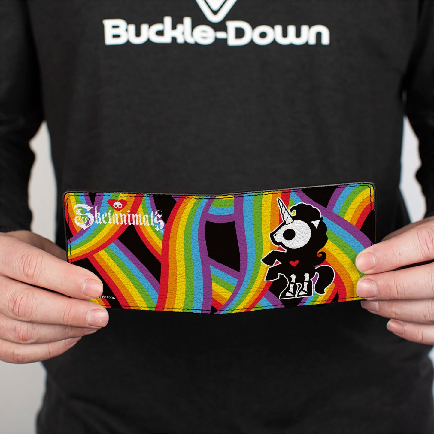 Bi-Fold Wallet - SKELANIMALS Bonita the Unicorn Pose and Title Logo Rainbows