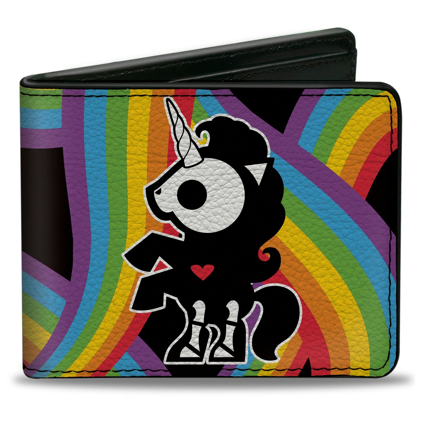 Bi-Fold Wallet - SKELANIMALS Bonita the Unicorn Pose and Title Logo Rainbows