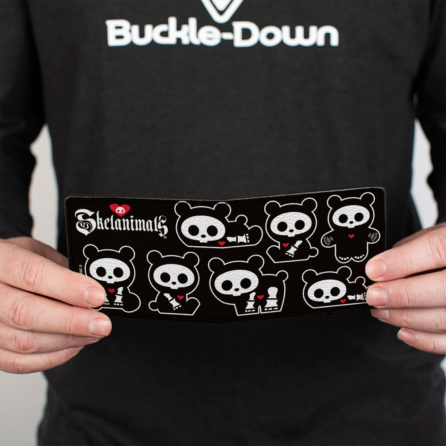 Bi-Fold Wallet - SKELANIMALS Chungkee the Panda Poses and Title Logo Black/White
