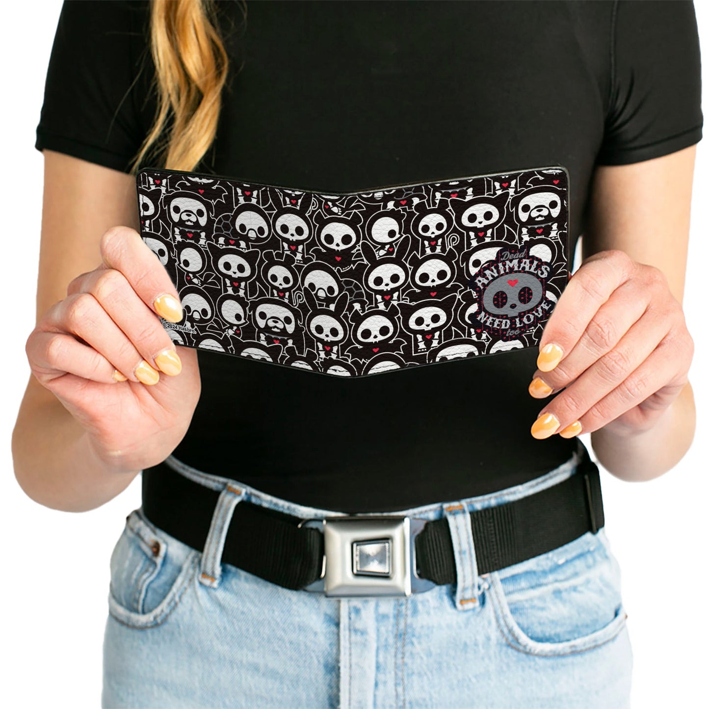 Bi-Fold Wallet - SKELANIMALS DEAD ANIMALS NEED LOVE TOO Collage and Animals Black/White/Red