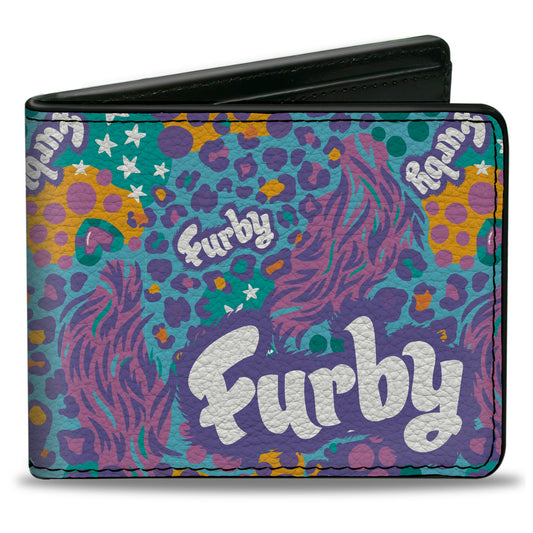 Bi-Fold Wallet - FURBY Title Logo Fur Print Blues/Purple/White