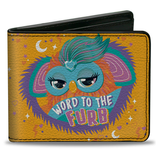 Bi-Fold Wallet - Furby Orange Furby WORD TO THE FURB Heart Pose and Title Logo Orange/Purple