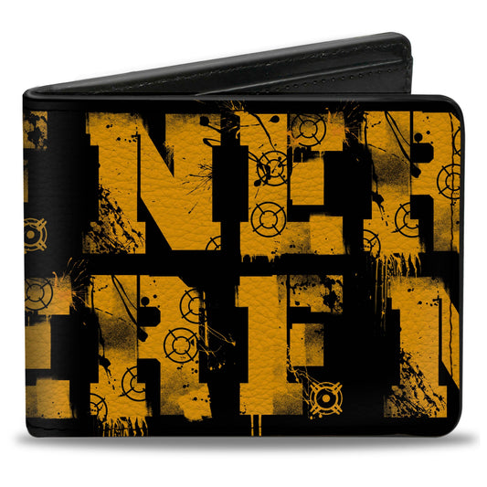 Bi-Fold Wallet - NERF Target Text Black/Orange