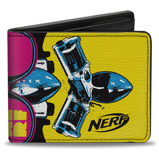 Bi-Fold Wallet - NERF Vortex and Blaster Sunglasses Collage Yellow/Pink/Blue