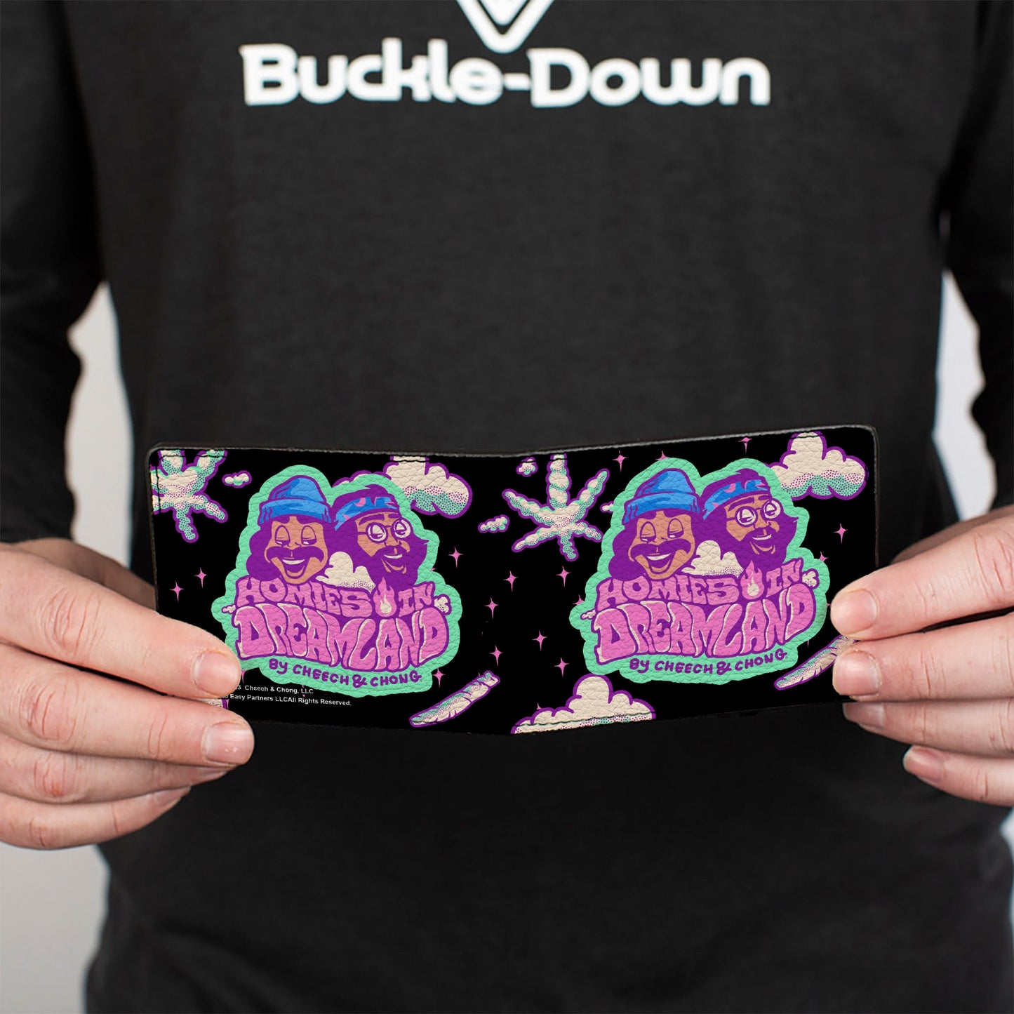Bi-Fold Wallet - Cheech and Chong HOMIES IN DREAMLAND Title Logo Smoke Clouds Black