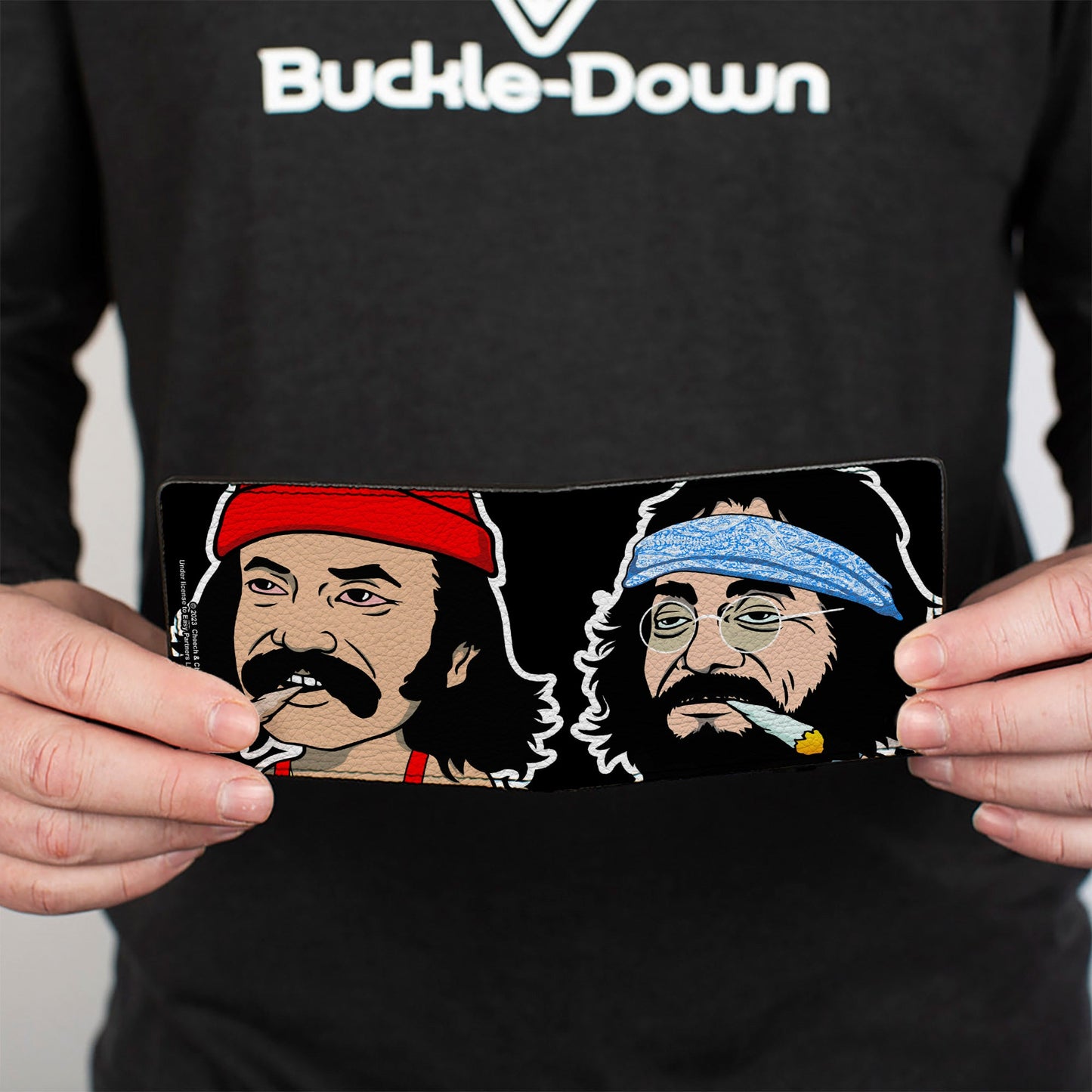 Bi-Fold Wallet - Homies in Dreamland Cheech and Chong Smoking Pose Black