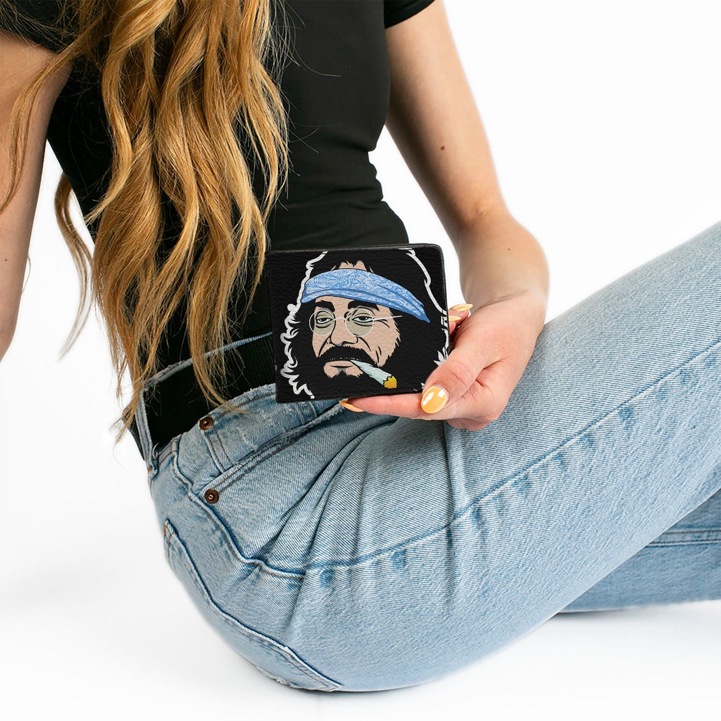 Bi-Fold Wallet - Homies in Dreamland Cheech and Chong Smoking Pose Black