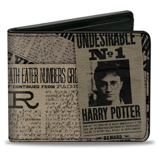 Bi-Fold Wallet - Harry Potter Headlines UNDESIRABLE NO 1 White Black