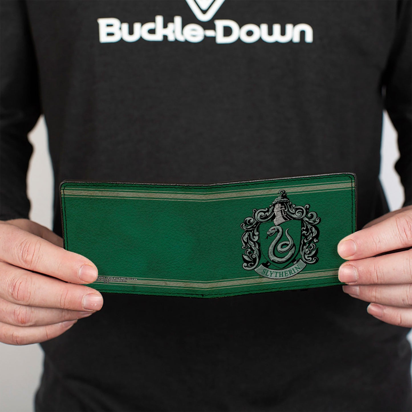 Bi-Fold Wallet - SLYTHERIN Crest Stripe6 Weathered Greens Grays