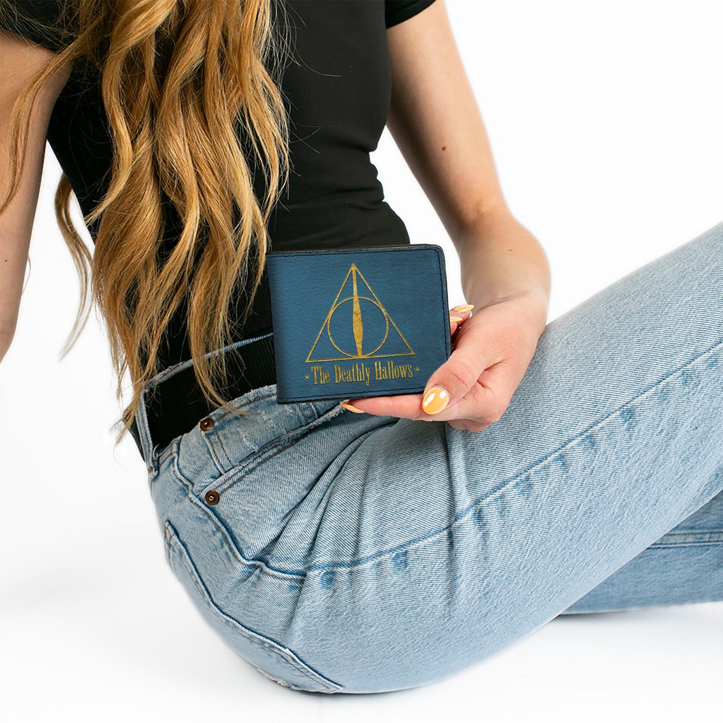 Bi-Fold Wallet - THE DEATHLY HALLOWS Symbol Blue Gold