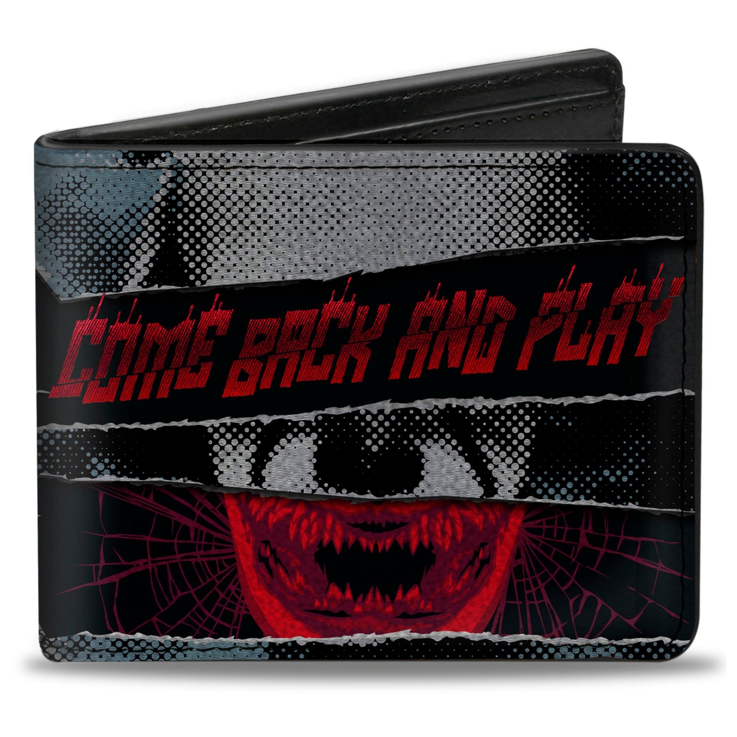Bi-Fold Wallet - IT Chapter Two Pennywise COME BACK AND PLAY Collage Black White Reds Blues