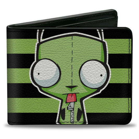 Bi-Fold Wallet - Invader Zim GIR Pose Stripe Green/Black