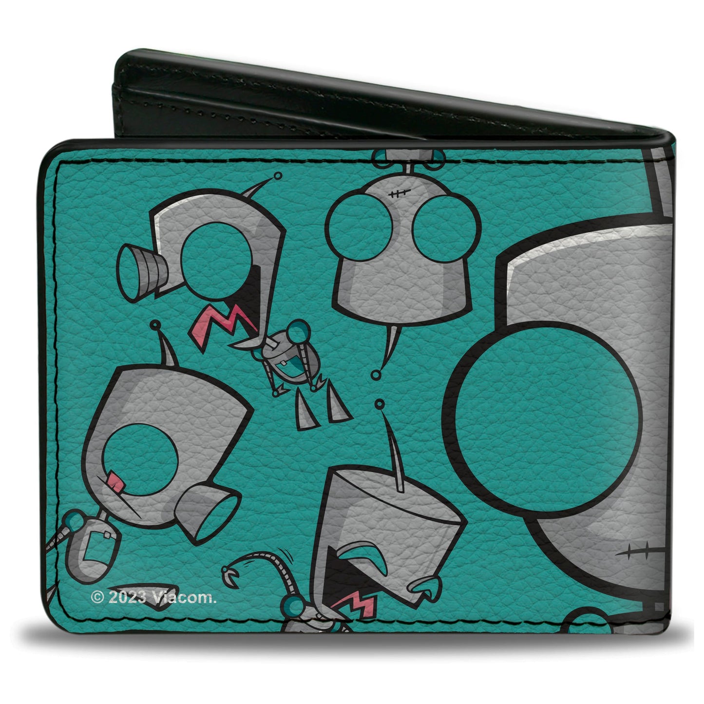 Bi-Fold Wallet - Invader Zim GIR Split Close-Up and Poses Blue/Green