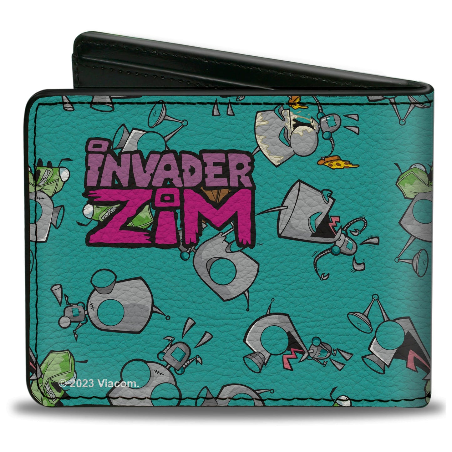 Bi-Fold Wallet - INVADER ZIM GIR Robot and Disguised Poses Scattered Blue