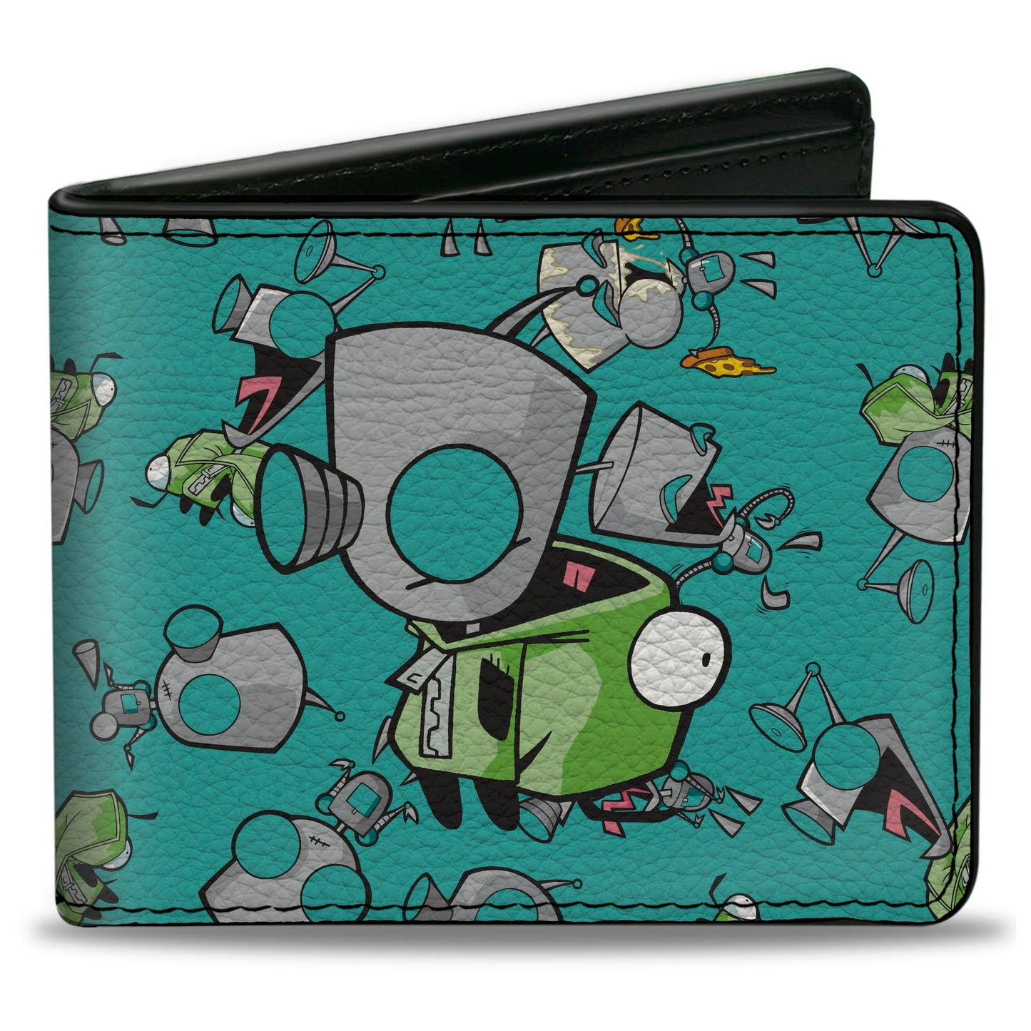 Bi-Fold Wallet - INVADER ZIM GIR Robot and Disguised Poses Scattered Blue