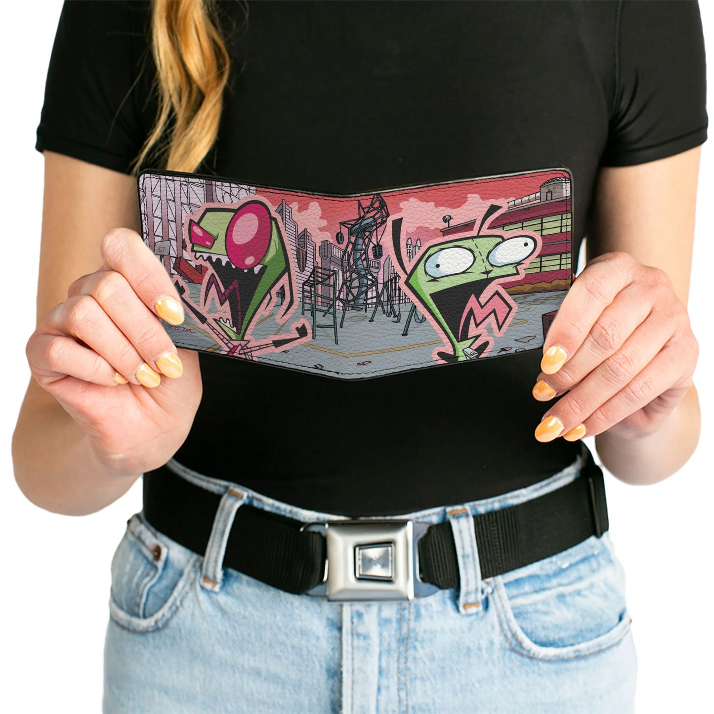 Bi-Fold Wallet - Invader Zim and GIR Dog Rooftop Scene