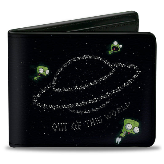 Bi-Fold Wallet - Invader Zim GIR OUT OF THIS WORLD Star Spaceship Poses Black/White