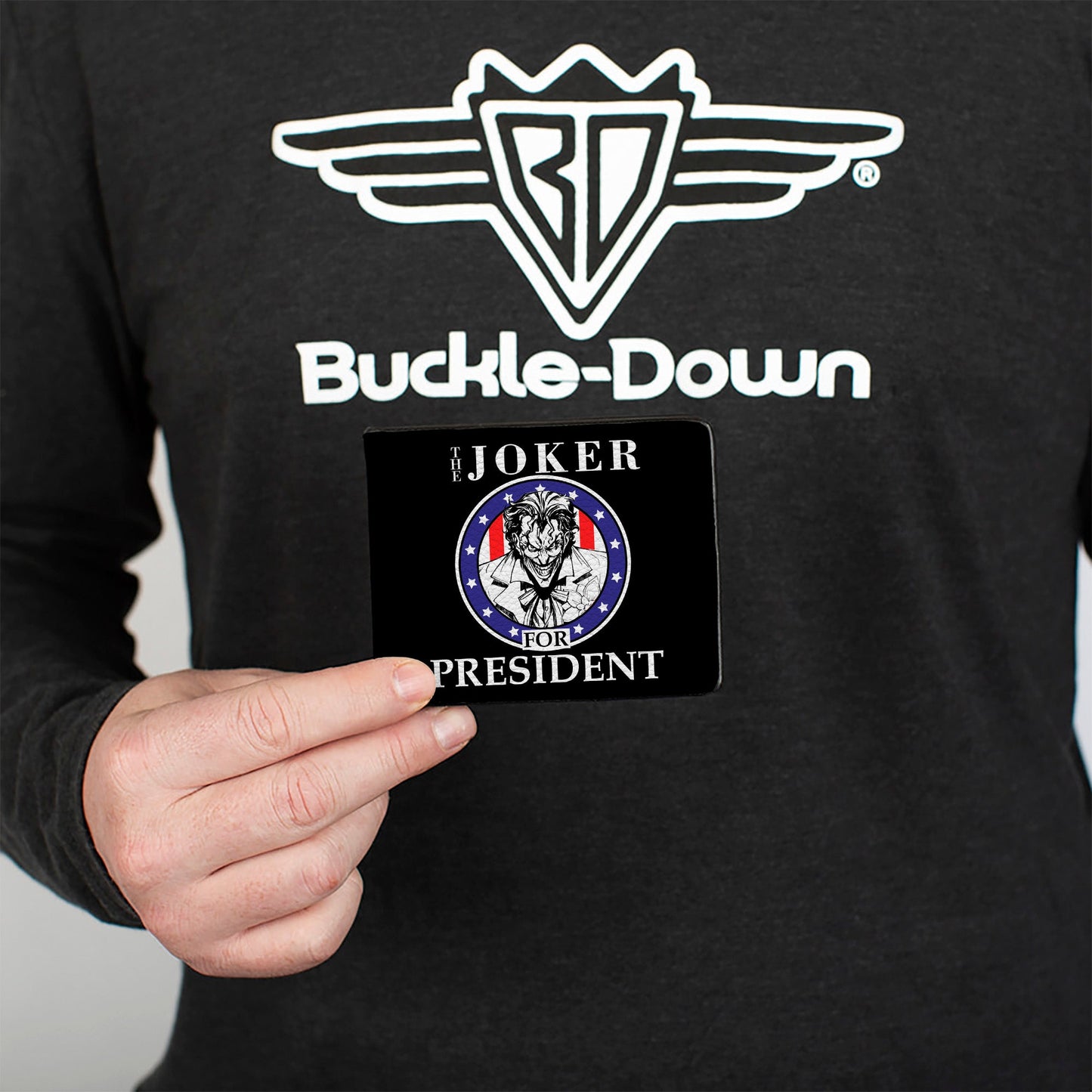 Bi-Fold Wallet - THE JOKER FOR PRESIDENT Seal Black White Blue Red