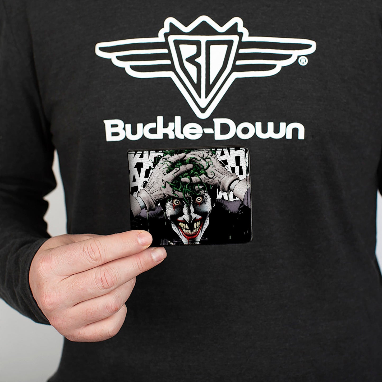 Bi-Fold Wallet - Joker The Killing Joke Holding Head Pose HAHAHA White Black