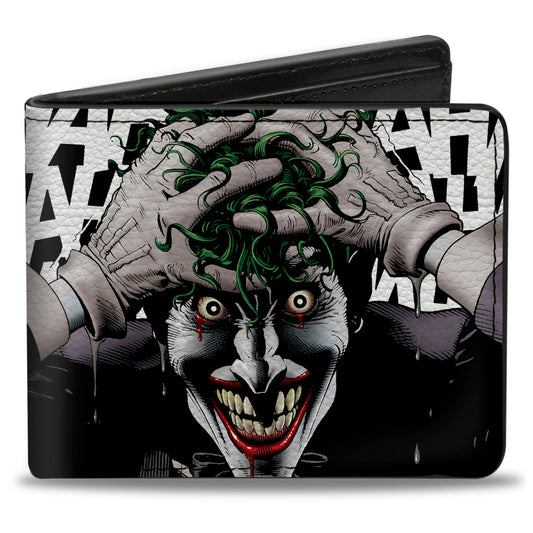 Bi-Fold Wallet - Joker The Killing Joke Holding Head Pose HAHAHA White Black