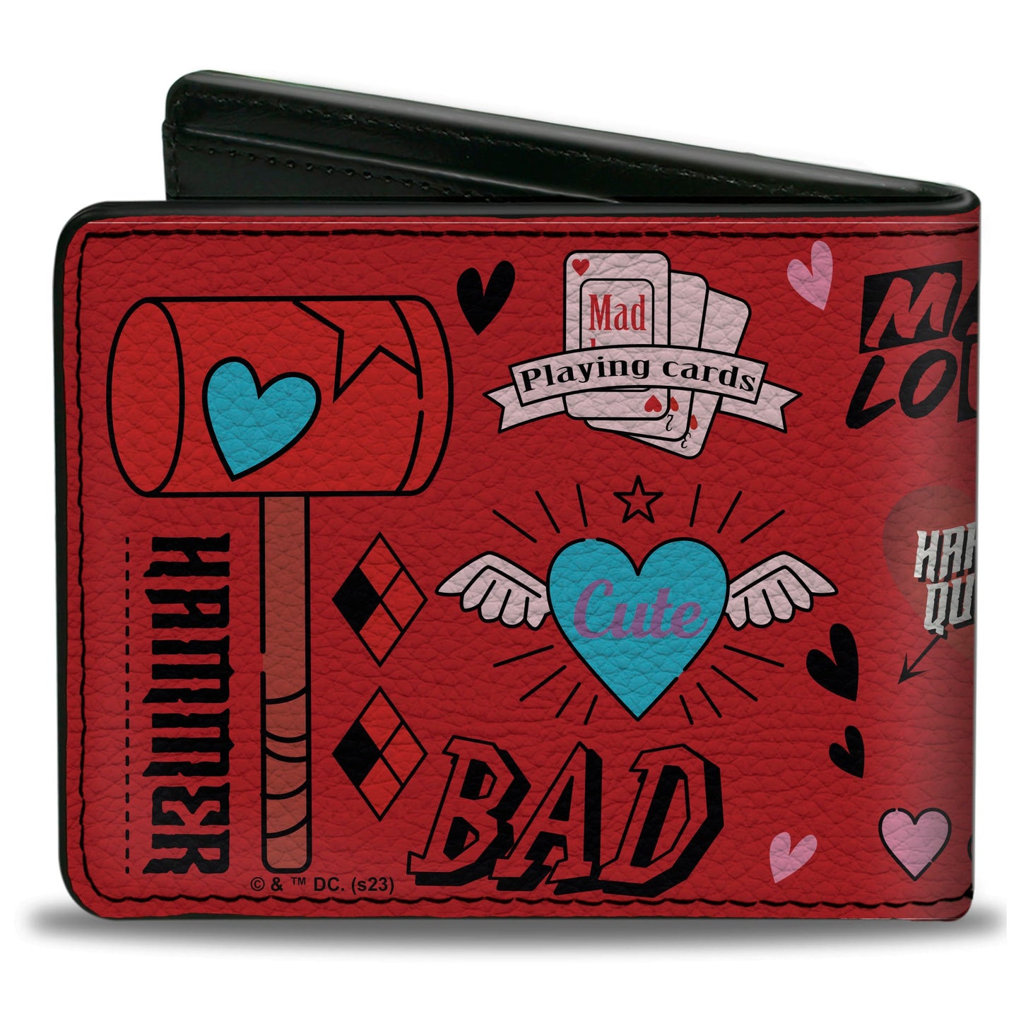 Bi-Fold  Wallet - Harley Quinn GOOD NIGHT Anime Pose and Icons Collage Red/Black