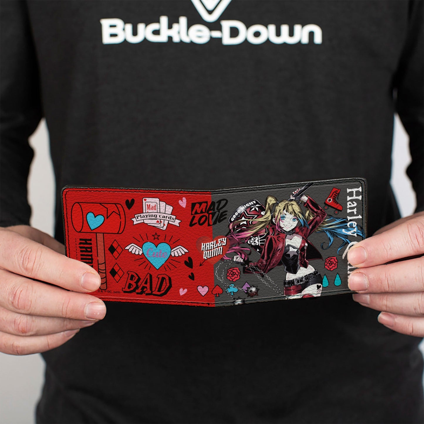 Bi-Fold  Wallet - Harley Quinn GOOD NIGHT Anime Pose and Icons Collage Red/Black