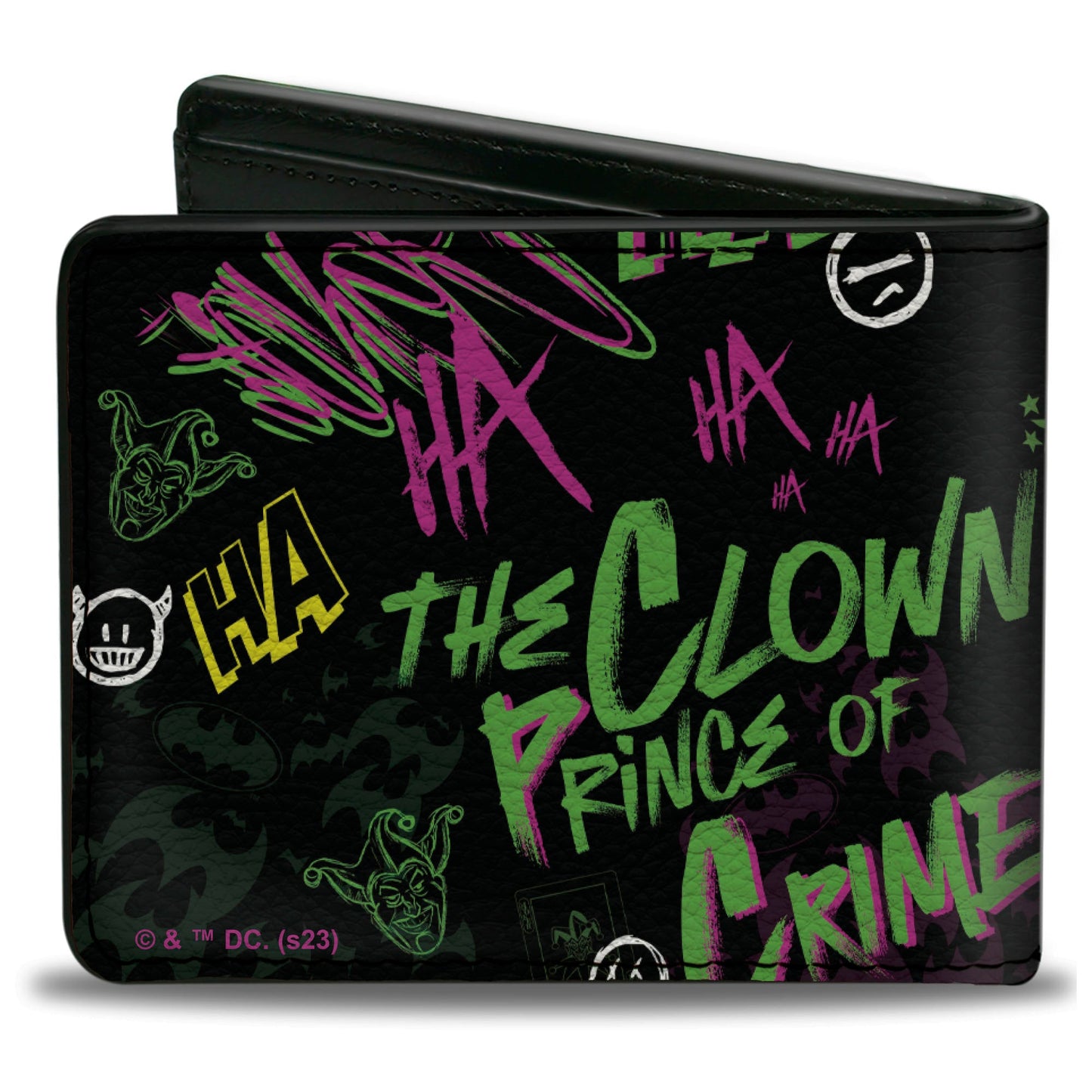 Bi-Fold  Wallet - Joker THE CLOWN PRINCE OF CRIME Collage Black/Multi Neon