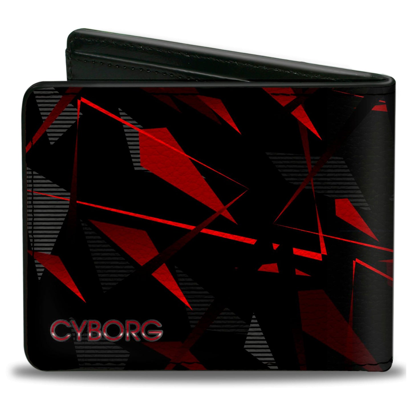 Bi-Fold Wallet - CYBORG C Icon + Text Abstract Black Reds Grays