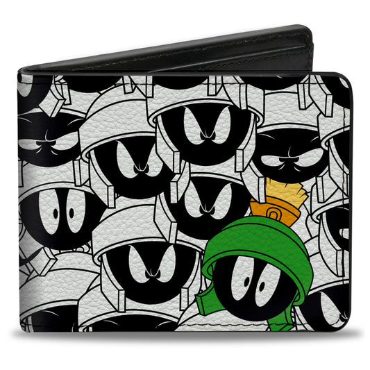 Bi-Fold Wallet - Marvin the Martian Expressions Stacked White Black Green Yellows