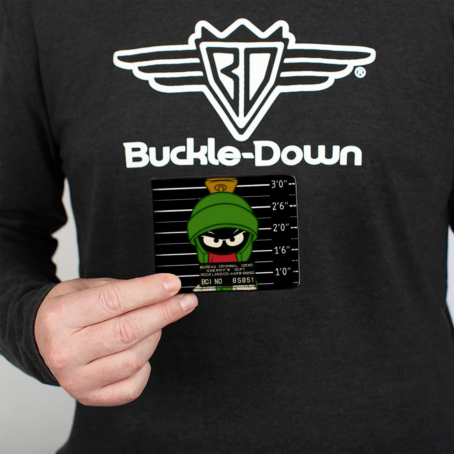 Bi-Fold Wallet - Marvin the Martian ROCKLAND CO Mug Shot Black White