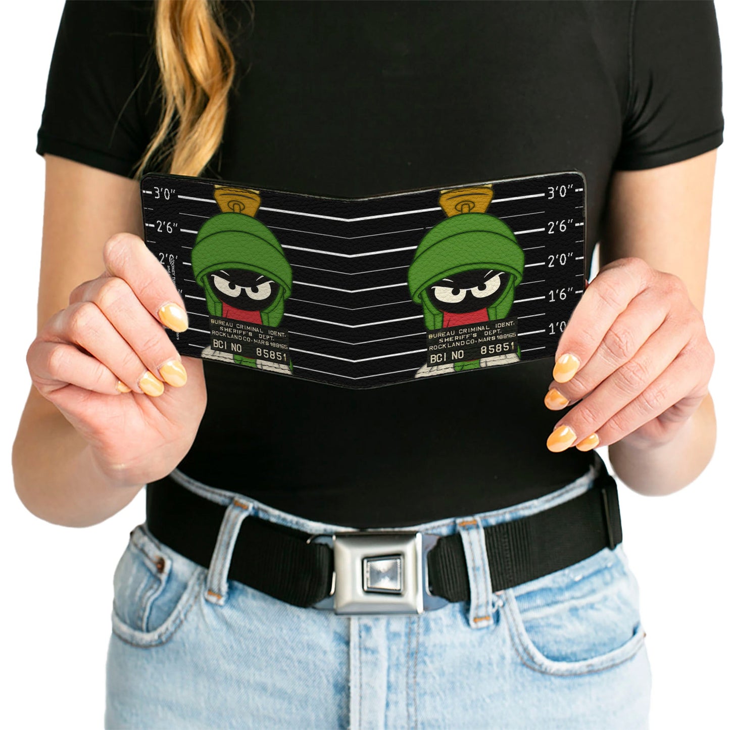 Bi-Fold Wallet - Marvin the Martian ROCKLAND CO Mug Shot Black White