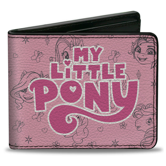 Bi-Fold Wallet - MY LITTLE PONY Title Logo with Pony and Cutie Mark Collage Pink