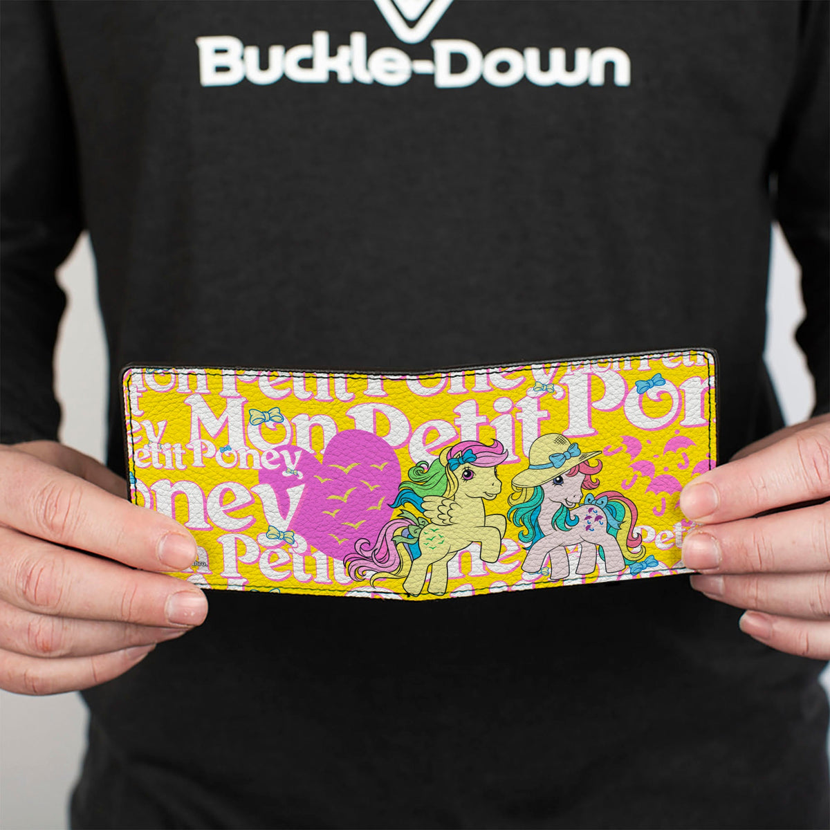 Bi-Fold Wallet - MON PETIT PONEY Two Ponies and Cutie Marks Collage Yellow/Pink