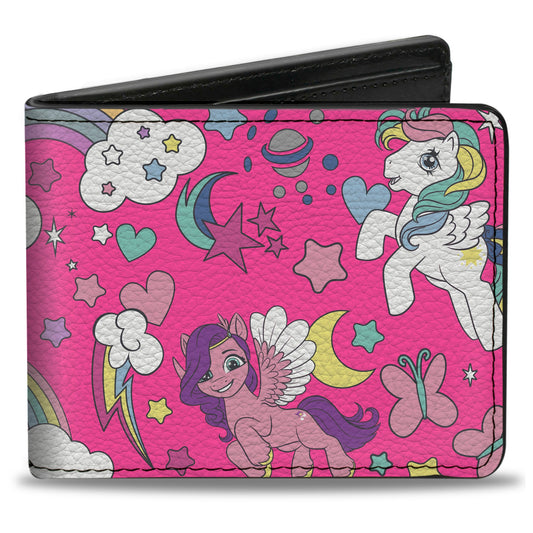Bi-Fold Wallet - My Little Pony Five Ponies and Cutie Marks Collage Pink/Multi Color