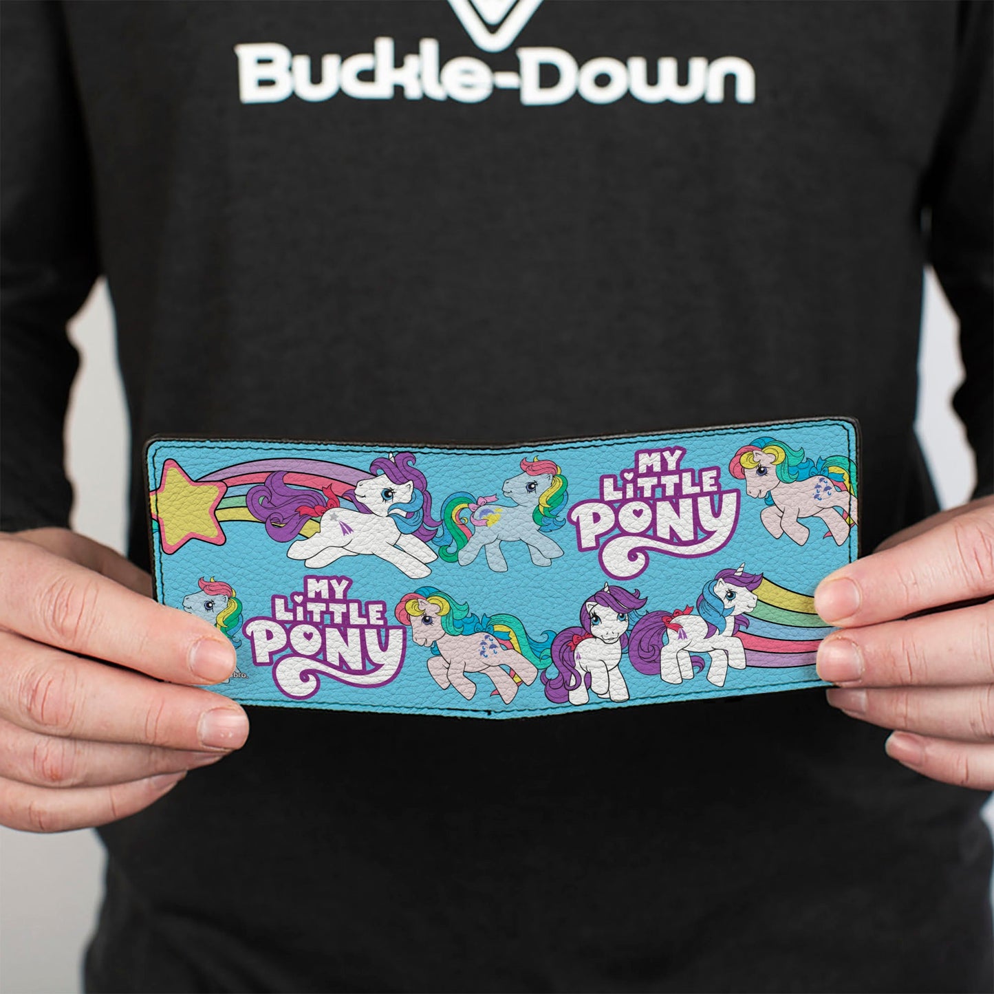 Bi-Fold Wallet - MY LITTLE PONY Three Pony Rainbow Poses and Title Logo Blue/Multi Color