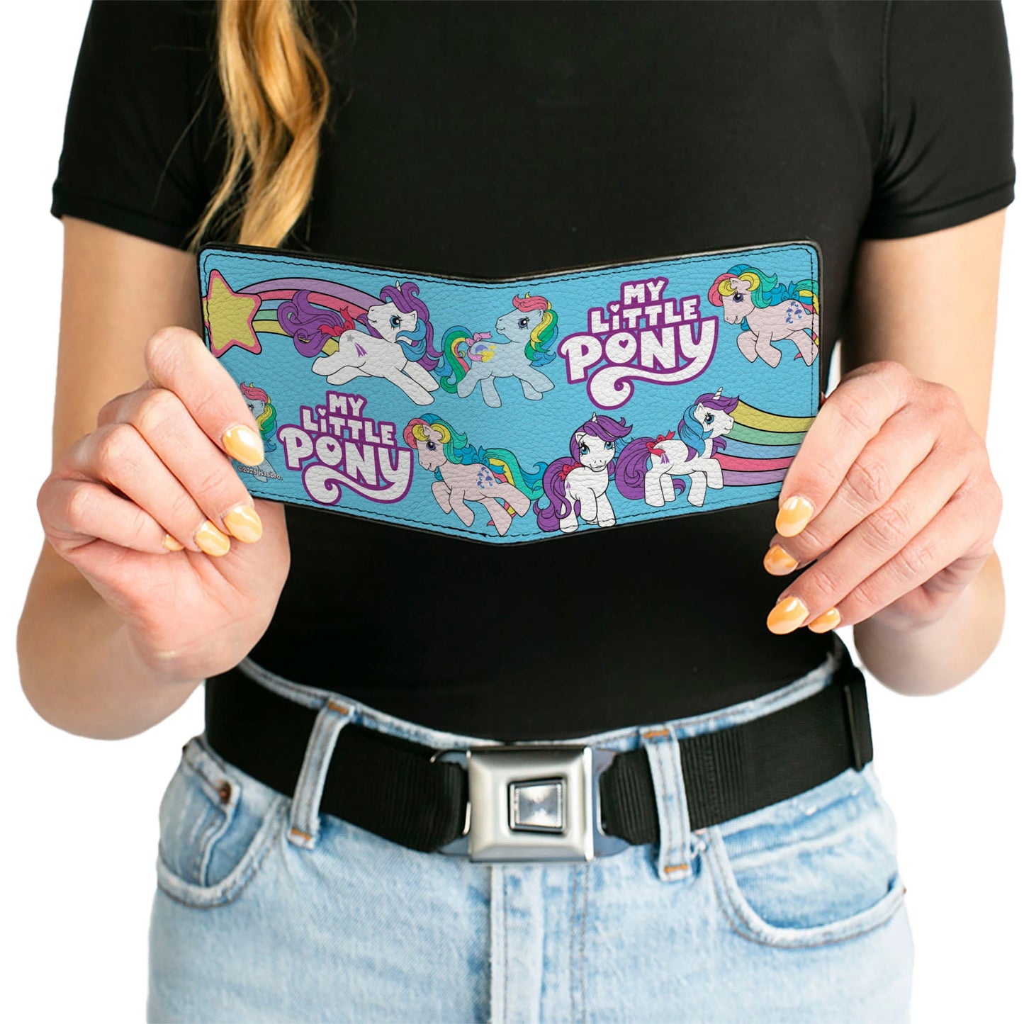 Bi-Fold Wallet - MY LITTLE PONY Three Pony Rainbow Poses and Title Logo Blue/Multi Color