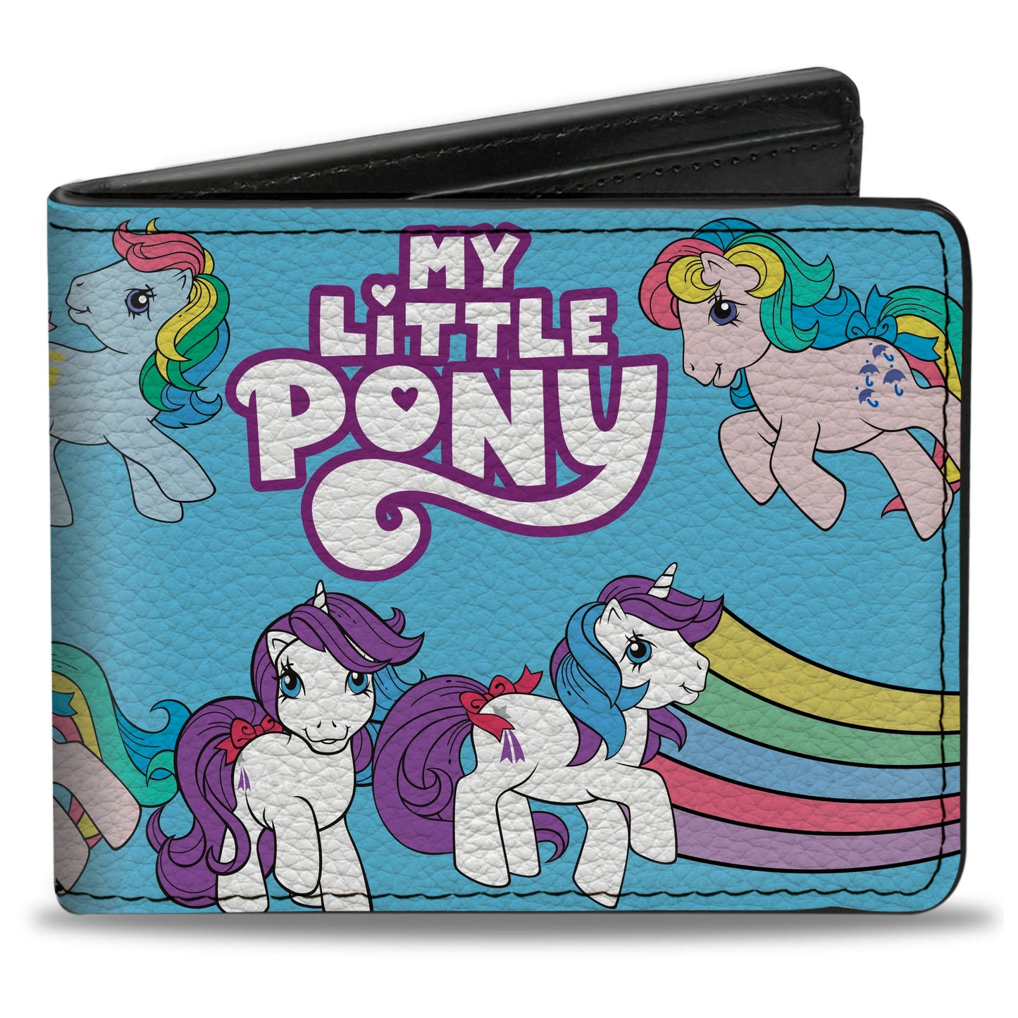 Bi-Fold Wallet - MY LITTLE PONY Three Pony Rainbow Poses and Title Logo Blue/Multi Color