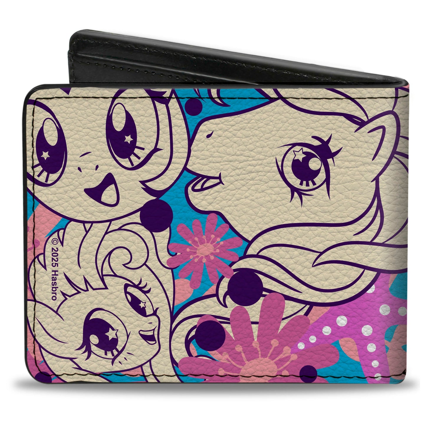 Bi-Fold Wallet - MY LITTLE PONY Five Ponies Faces and Flowers Collage Blues/Pinks/White