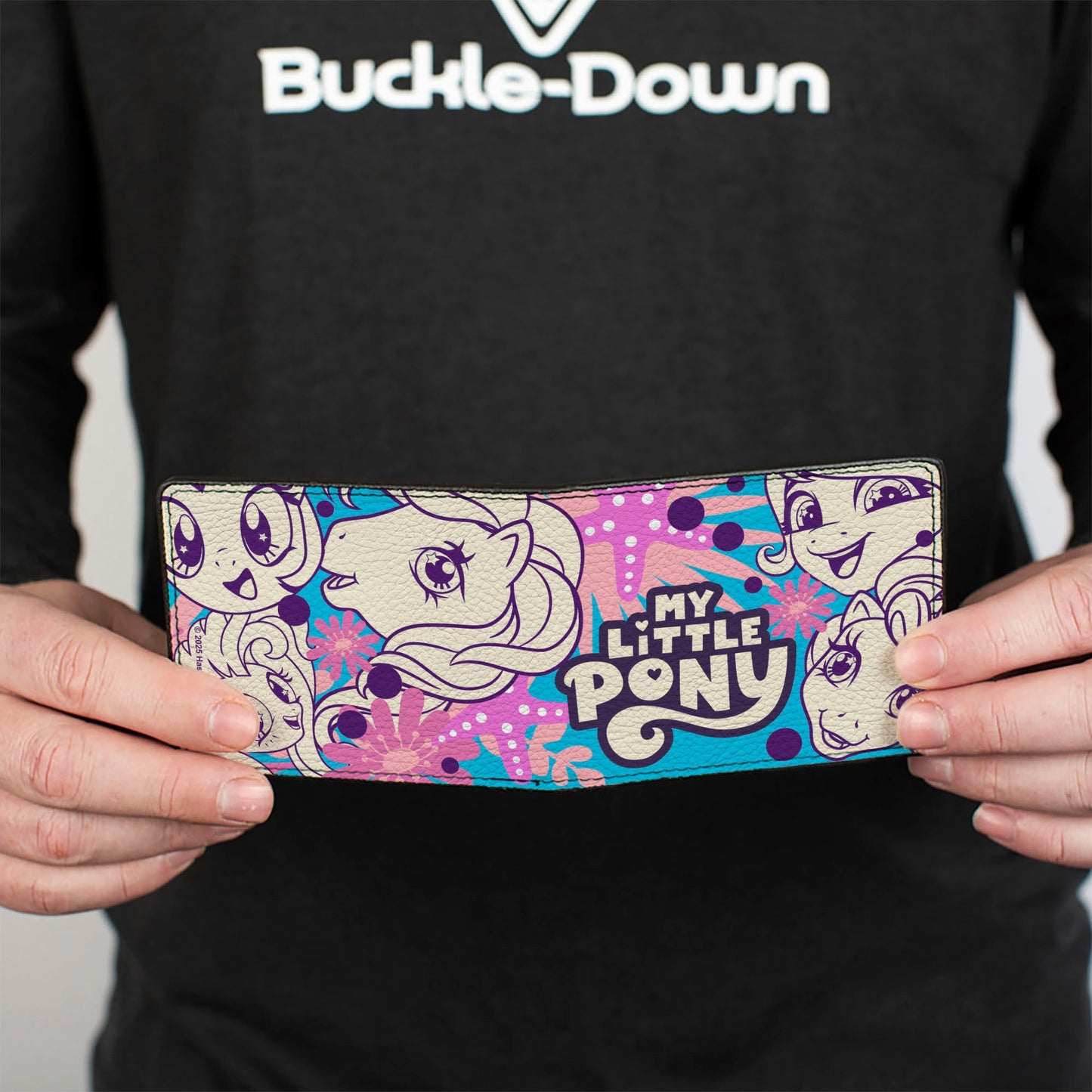 Bi-Fold Wallet - MY LITTLE PONY Five Ponies Faces and Flowers Collage Blues/Pinks/White