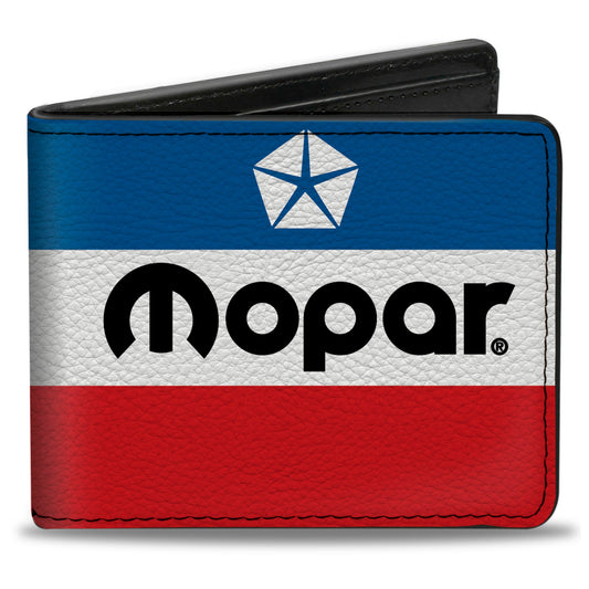 Bi-Fold Wallet - MOPAR Chrysler Logo White Blue Red Black