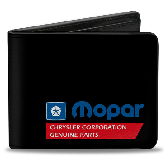 Bi-Fold Wallet - MOPAR 1985-1990 Logo-CHRYSLER CORPORATION GENUINE PARTS Black Blue Red White