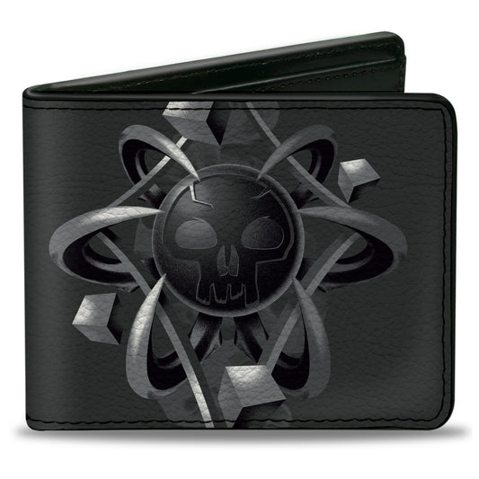 Bi-Fold Wallet - MAGIC THE GATHERING Black Mana Skull Icon and Title Logo Black/Grays
