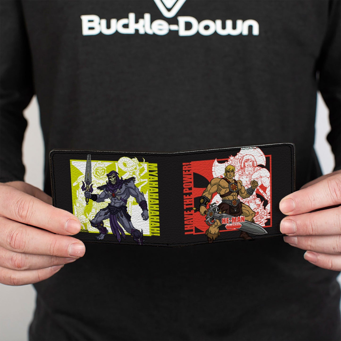 Bi-Fold Wallet - Masters of the Universe He-Man and Skeletor Pose and Quotes Black