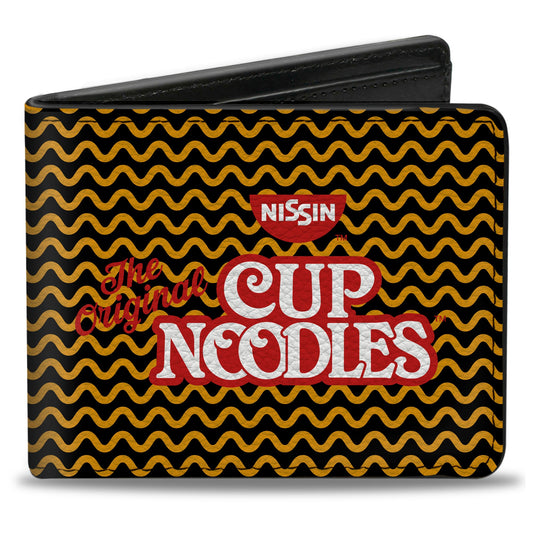 Bi-Fold Wallet - THE ORIGINAL CUP NOODLES Logo Noodle Wave White Orange Red