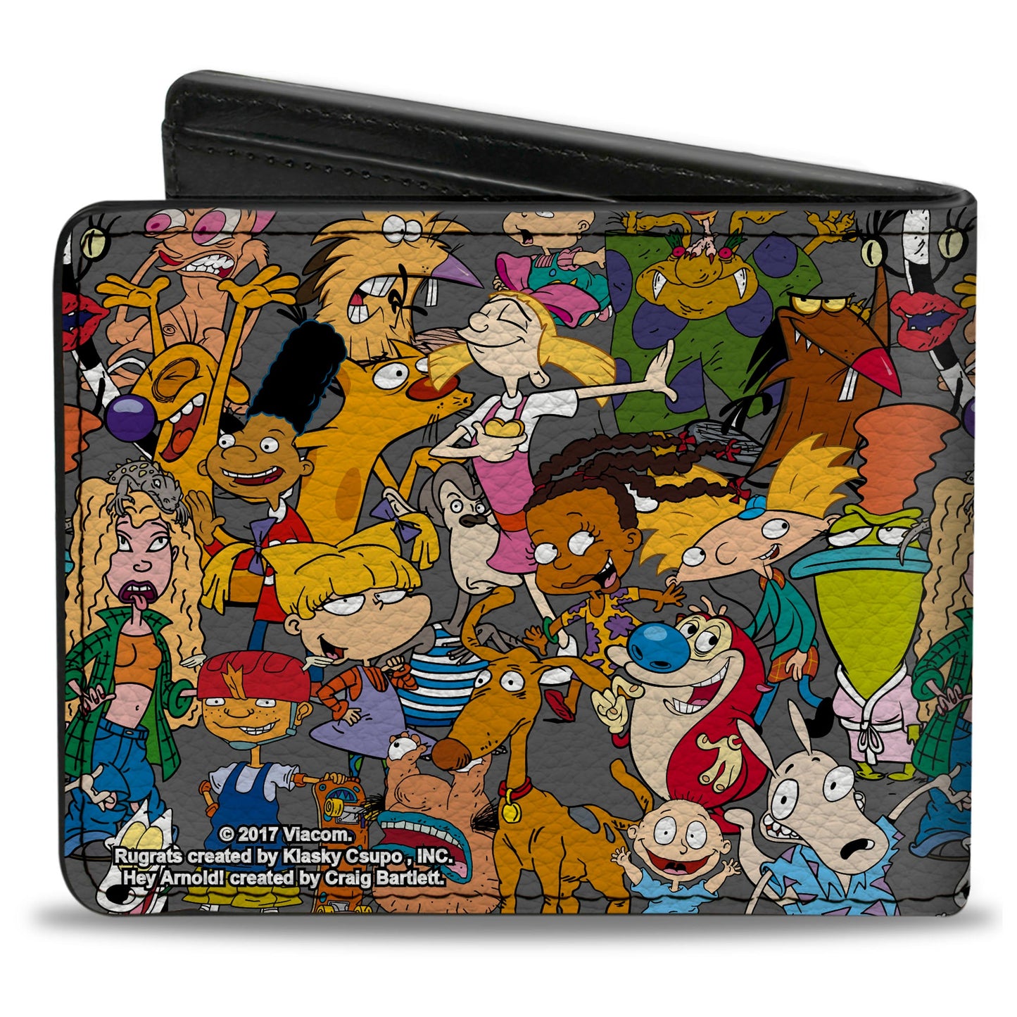 Bi-Fold Wallet - Nick 90's Rewind Multi Character Mash Up Collage Gray