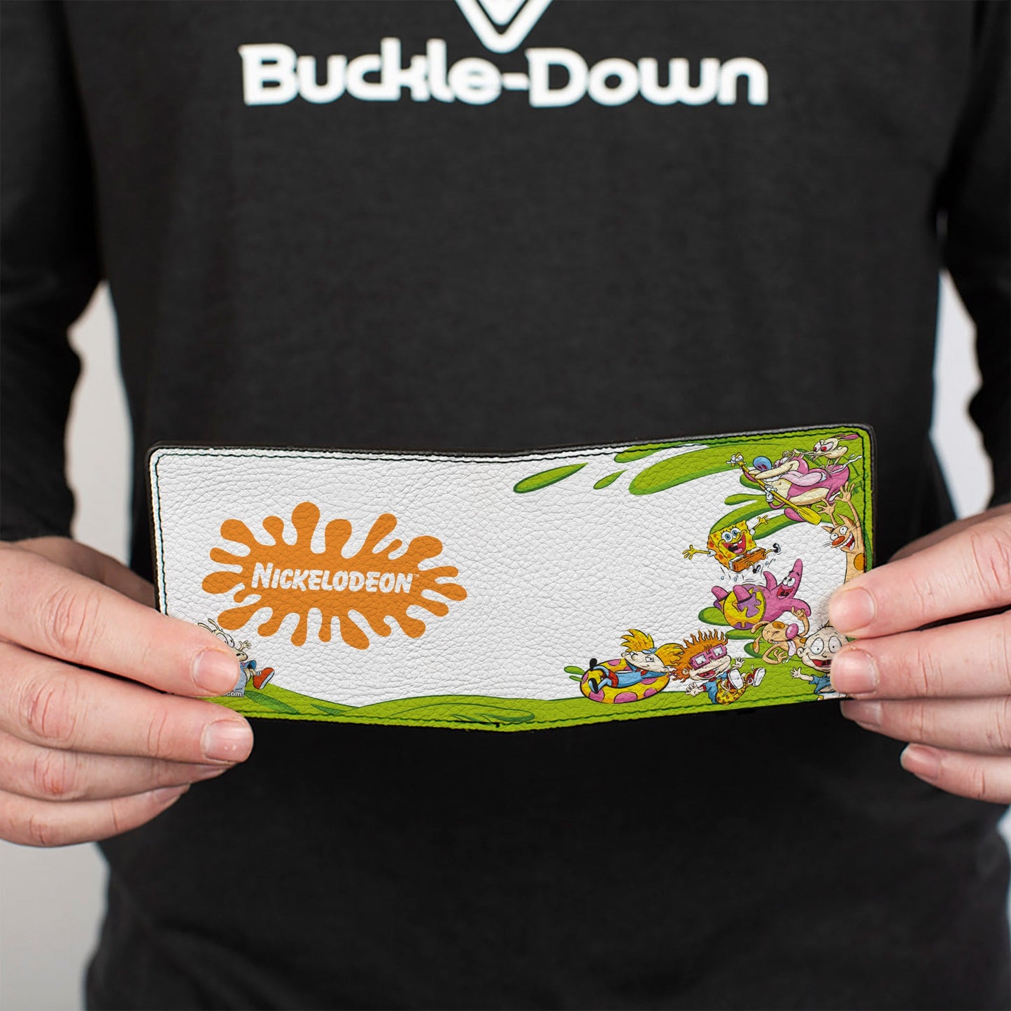 Bi-Fold Wallet - Nick 90's 9-Character Mash Up Collage + NICKELODEON Splat Logo White